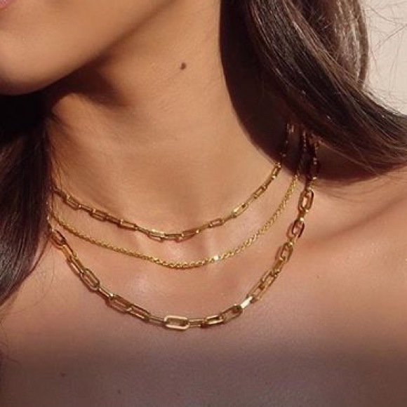 14k Real Yellow Gold 2.2mm Paper Clip Chain Necklace 16”